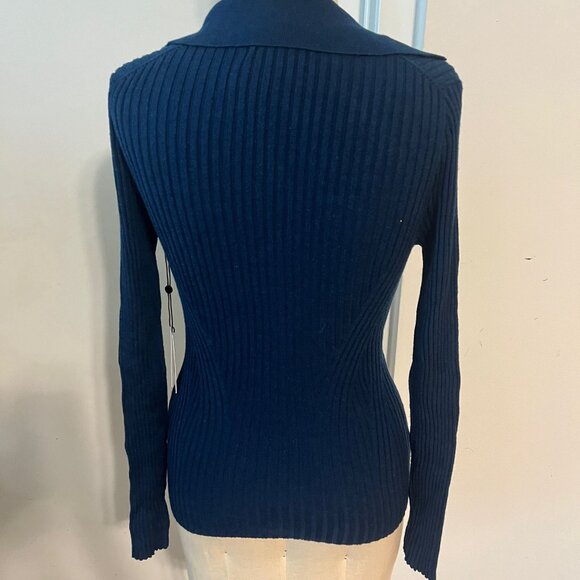 NWT NAADAM New Diamond Navy Silk and Wool Pullover Size Small - Picture 4 of 7